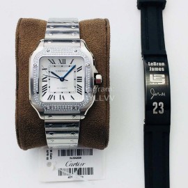 Cartier Kor Factory Diamond Square Dial Watch Silver