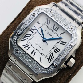 Cartier Kor Factory Diamond Square Dial Watch Silver