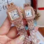 PanthèRe De Cartier Blingbling Diamond Steel Strap Watch Rose Gold
