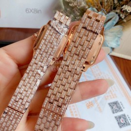 PanthèRe De Cartier Blingbling Diamond Steel Strap Watch Rose Gold