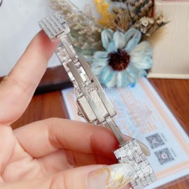 PanthèRe De Cartier Blingbling Diamond Steel Strap Watch Silver