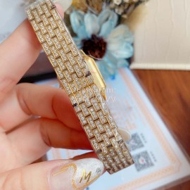 PanthèRe De Cartier Blingbling Diamond Steel Strap Watch Gold