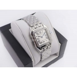 PanthèRe De Cartier 316l Refined Steel Case Square Dial Diamond Watch Silver