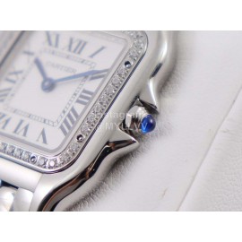 PanthèRe De Cartier 316l Refined Steel Case Square Dial Diamond Watch Silver