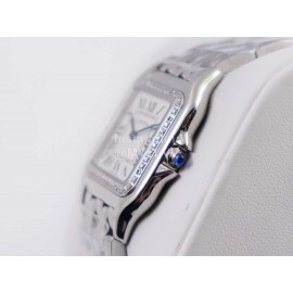 PanthèRe De Cartier 316l Refined Steel Case Square Dial Diamond Watch Silver