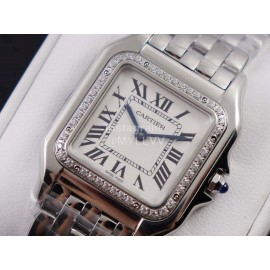 PanthèRe De Cartier 316l Refined Steel Case Square Dial Diamond Watch Silver