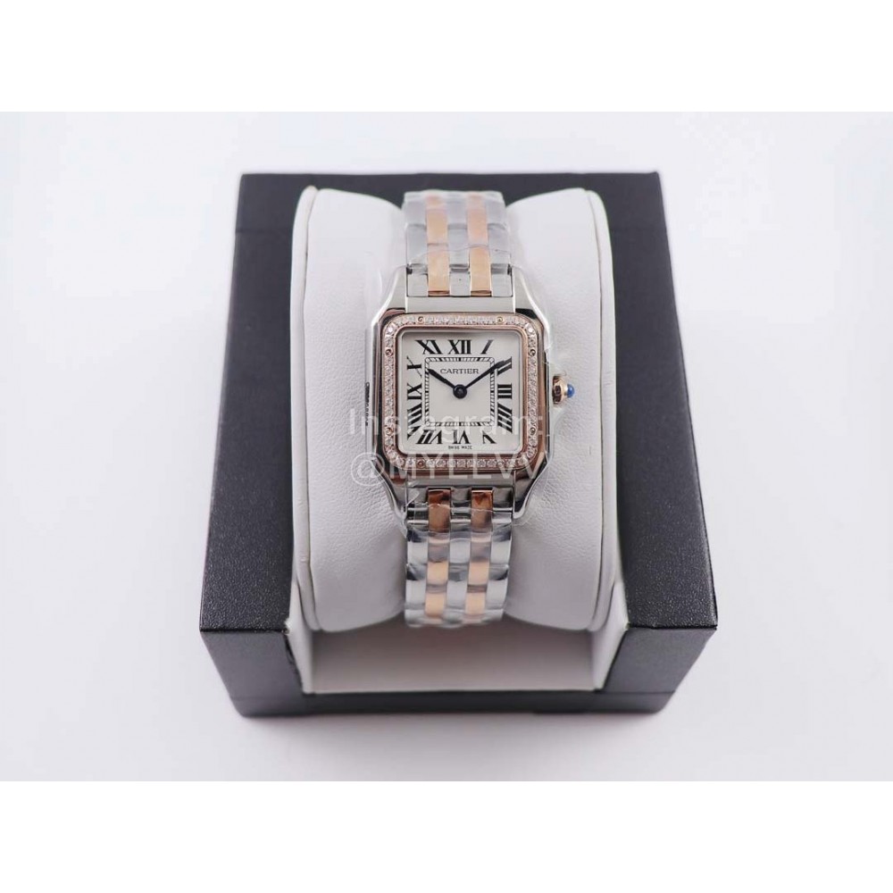 PanthèRe De Cartier 316l Refined Steel Case Square Dial Diamond Watch