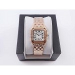PanthèRe De Cartier 316l Refined Steel Case Square Dial Watch Rose Gold