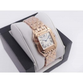 PanthèRe De Cartier 316l Refined Steel Case Square Dial Watch Rose Gold