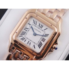 PanthèRe De Cartier 316l Refined Steel Case Square Dial Watch Rose Gold