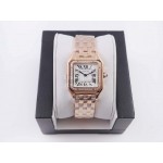 PanthèRe De Cartier 316l Refined Steel Case Square Dial Diamond Watch Rose Gold