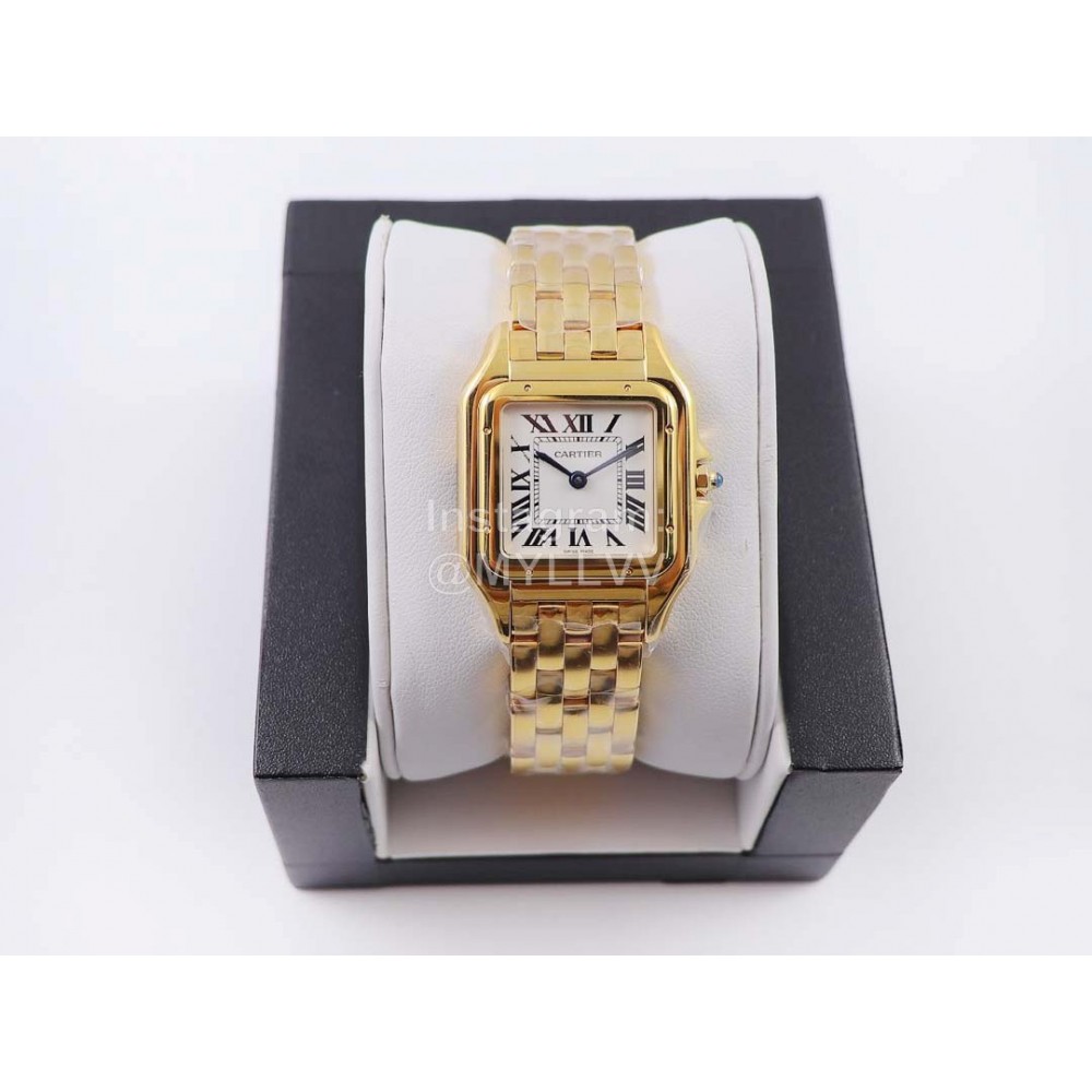 PanthèRe De Cartier 316l Refined Steel Case Square Dial Watch Gold