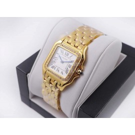 PanthèRe De Cartier 316l Refined Steel Case Square Dial Diamond Watch Gold