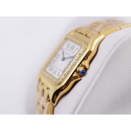 PanthèRe De Cartier 316l Refined Steel Case Square Dial Diamond Watch Gold