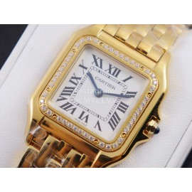 PanthèRe De Cartier 316l Refined Steel Case Square Dial Diamond Watch Gold