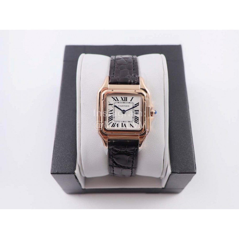 PanthèRe De Cartier Leather Strap Square Dial Watch Black