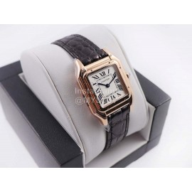 PanthèRe De Cartier Leather Strap Square Dial Watch Black