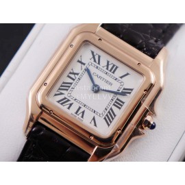 PanthèRe De Cartier Leather Strap Square Dial Watch Black