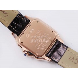 PanthèRe De Cartier Leather Strap Square Dial Watch Black