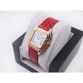 PanthèRe De Cartier Leather Strap Square Dial Watch Red