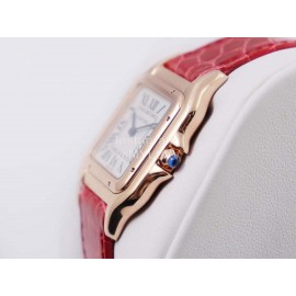 PanthèRe De Cartier Leather Strap Square Dial Watch Red