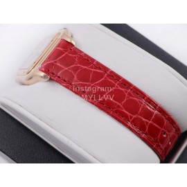 PanthèRe De Cartier Leather Strap Square Dial Watch Red