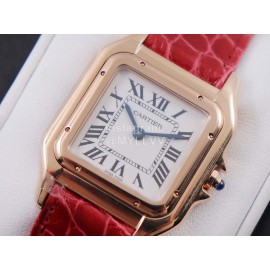 PanthèRe De Cartier Leather Strap Square Dial Watch Red