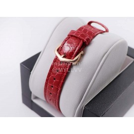 PanthèRe De Cartier Leather Strap Square Dial Watch Red