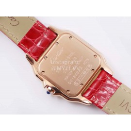 PanthèRe De Cartier Leather Strap Square Dial Watch Red