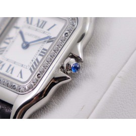 PanthèRe De Cartier Black Leather Strap Diamond Square Dial Watch