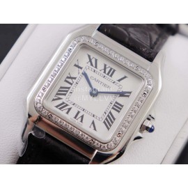 PanthèRe De Cartier Black Leather Strap Diamond Square Dial Watch