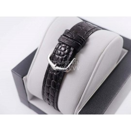 PanthèRe De Cartier Black Leather Strap Diamond Square Dial Watch