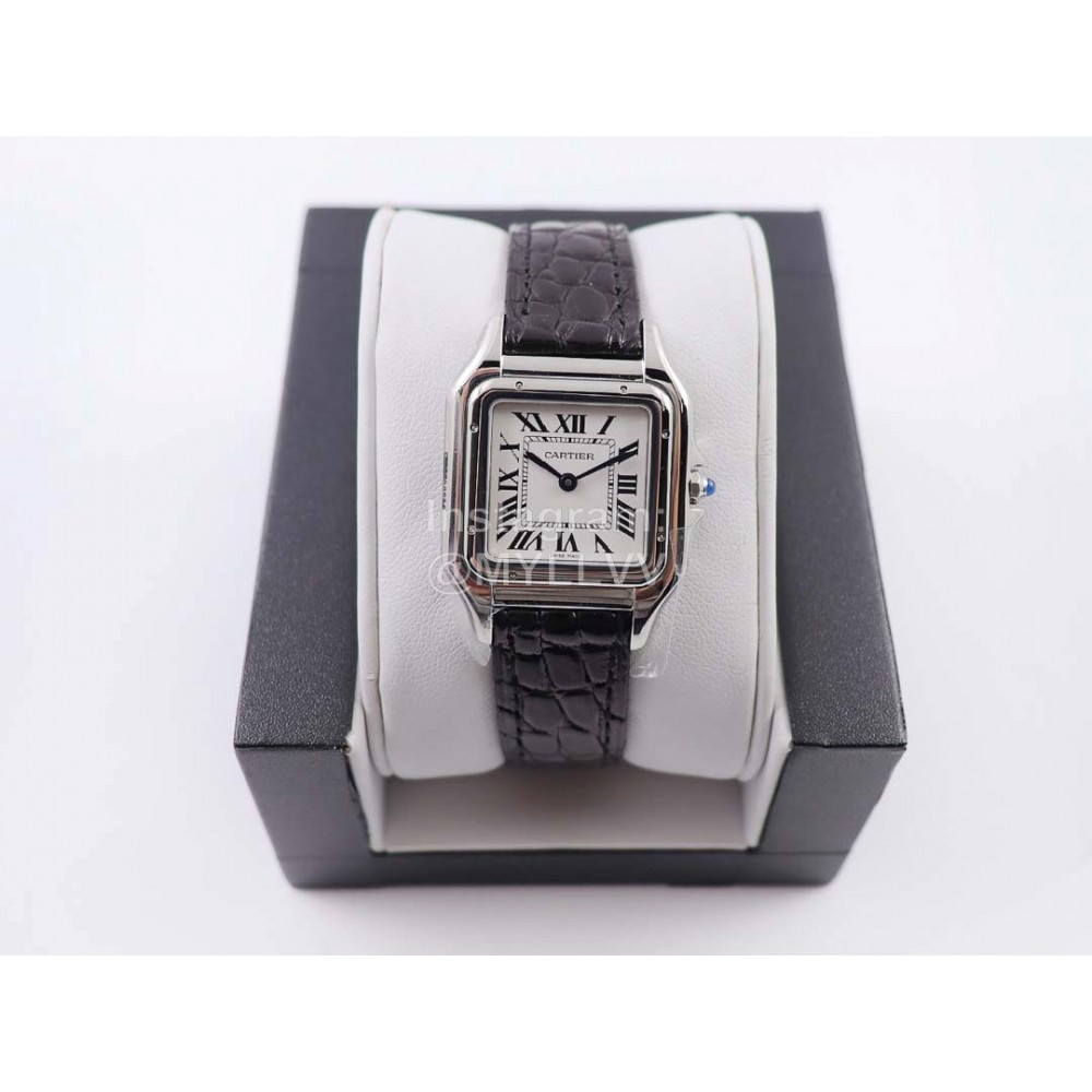 PanthèRe De Cartier Black Leather Strap Square Dial Watch