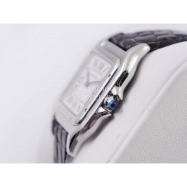 PanthèRe De Cartier Black Leather Strap Square Dial Watch