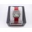 PanthèRe De Cartier Red Leather Strap Diamond Square Dial Watch