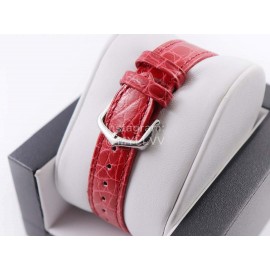 PanthèRe De Cartier Red Leather Strap Diamond Square Dial Watch