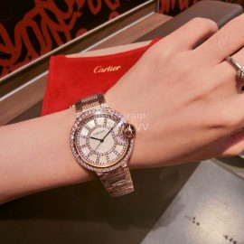 Ballon Bleu De Cartier Diamond Dial Steel Strap Watch Rose Gold