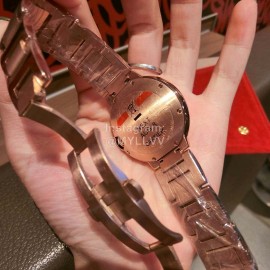 Ballon Bleu De Cartier Diamond Dial Steel Strap Watch Rose Gold