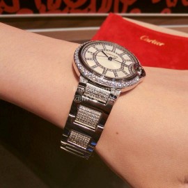 Ballon Bleu De Cartier Diamond Dial Steel Strap Watch