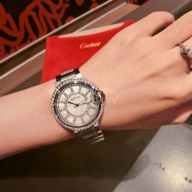 Ballon Bleu De Cartier Diamond Dial Steel Strap Watch