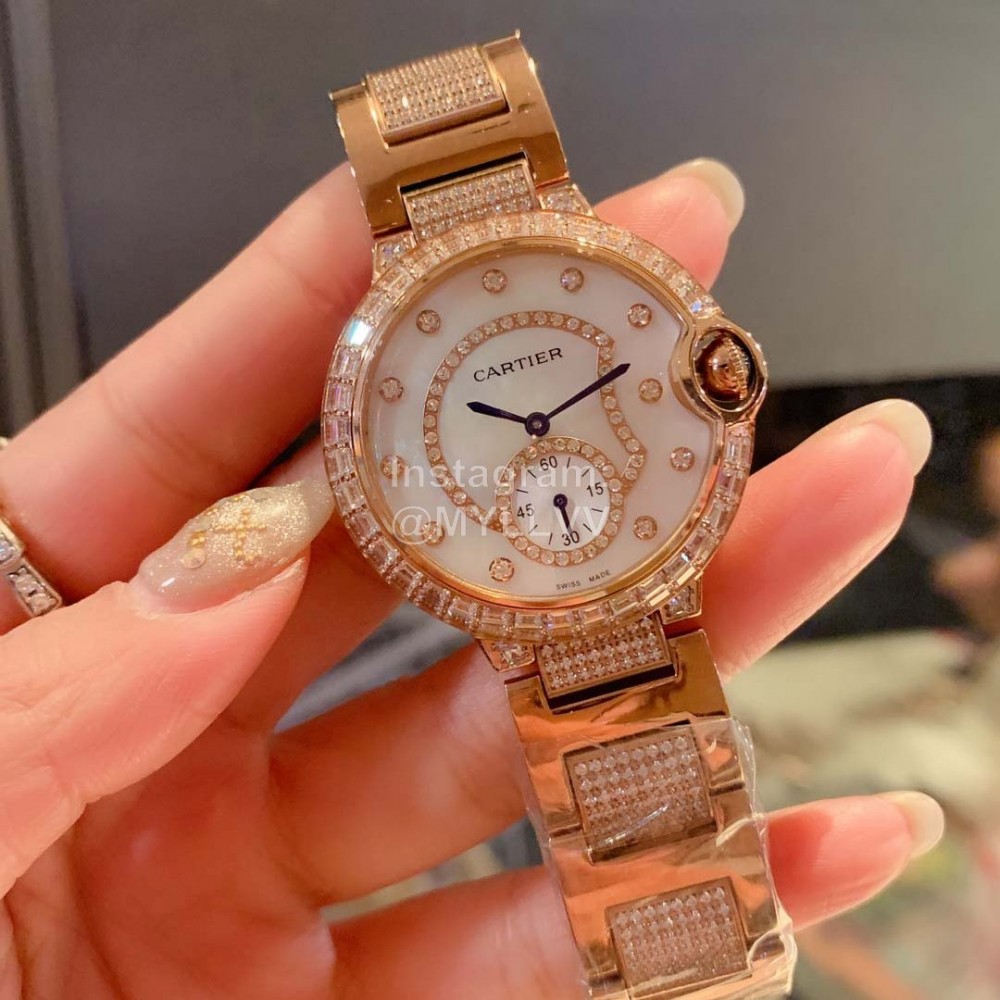 Ballon Bleu De Cartier Diamond 36mm Dial Watch Gold