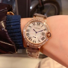 Ballon Bleu De Cartier Diamond 36mm Dial Watch Rose Gold