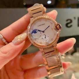 Ballon Bleu De Cartier Roman Numeral Dial Diamond Gold Watch