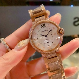 Ballon Bleu De Cartier Roman Numeral Dial Diamond Gold Watch