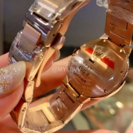 Ballon Bleu De Cartier Roman Numeral Dial Diamond Watch Gold