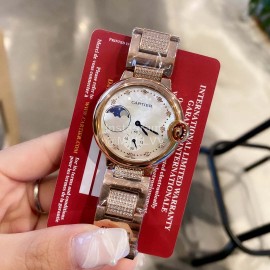 Ballon Bleu De Cartier New Roman Numeral 36mm Dial Diamond Watch 