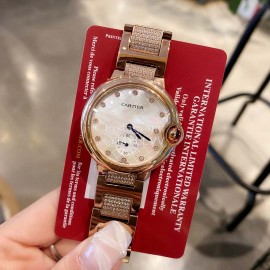 Ballon Bleu De Cartier New Roman Numeral 36mm Dial Diamond Watch 