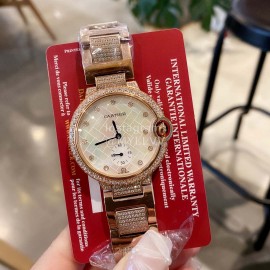 Ballon Bleu De Cartier New Roman Numeral 36mm Dial Diamond Watch 