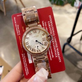 Ballon Bleu De Cartier New Roman Numeral 36mm Dial Diamond Watch 