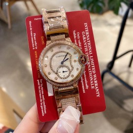 Ballon Bleu De Cartier New Roman Numeral 36mm Dial Diamond Watch 